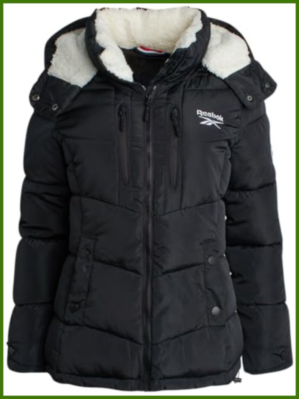 Midweight Puffer Jacket Faux Fur Trim Hood Quilted Winter Coat